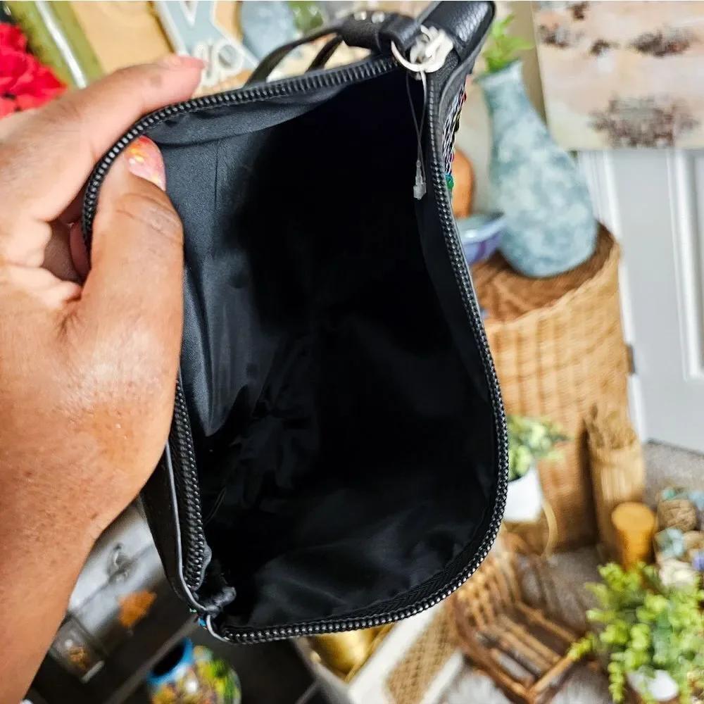 New Victoria Secret Large Sequins Faux Leather  Makeup Clutch.
